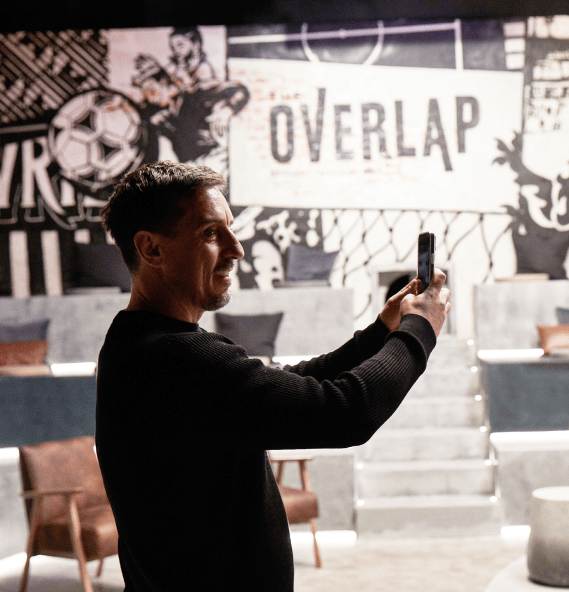 Gary Neville Set Design and Build, The overlap  Stick To Football Podcast Creative  Sky Bet Sky